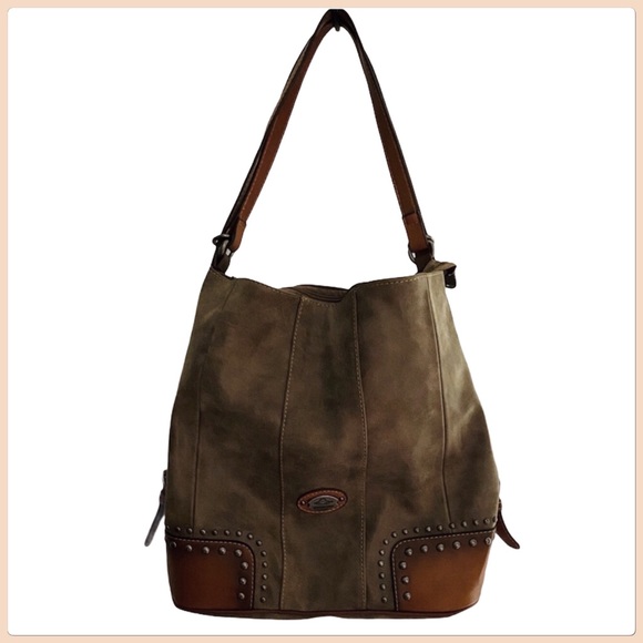 NWT 2X HP Beautifully Detailed Large Tan/Brown Crossbody Shoulder Bag - Picture 4 of 13